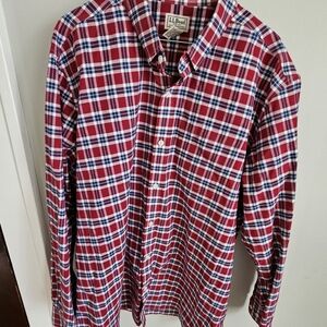 EUC Men's L.L. Bean Red Button Down Shirt Wrinkle Free Traditional Fit Size XL